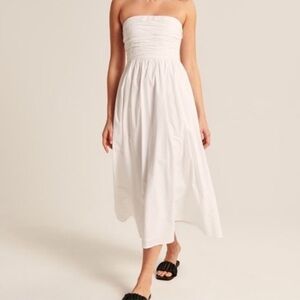 Abercrombie & Fitch Emerson Strapless Poplin Midi Dress Size L